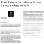 Widow of Ghanaian Music Legend, Mrs. Akosua Serwah Fosuh Expresses Gratitude